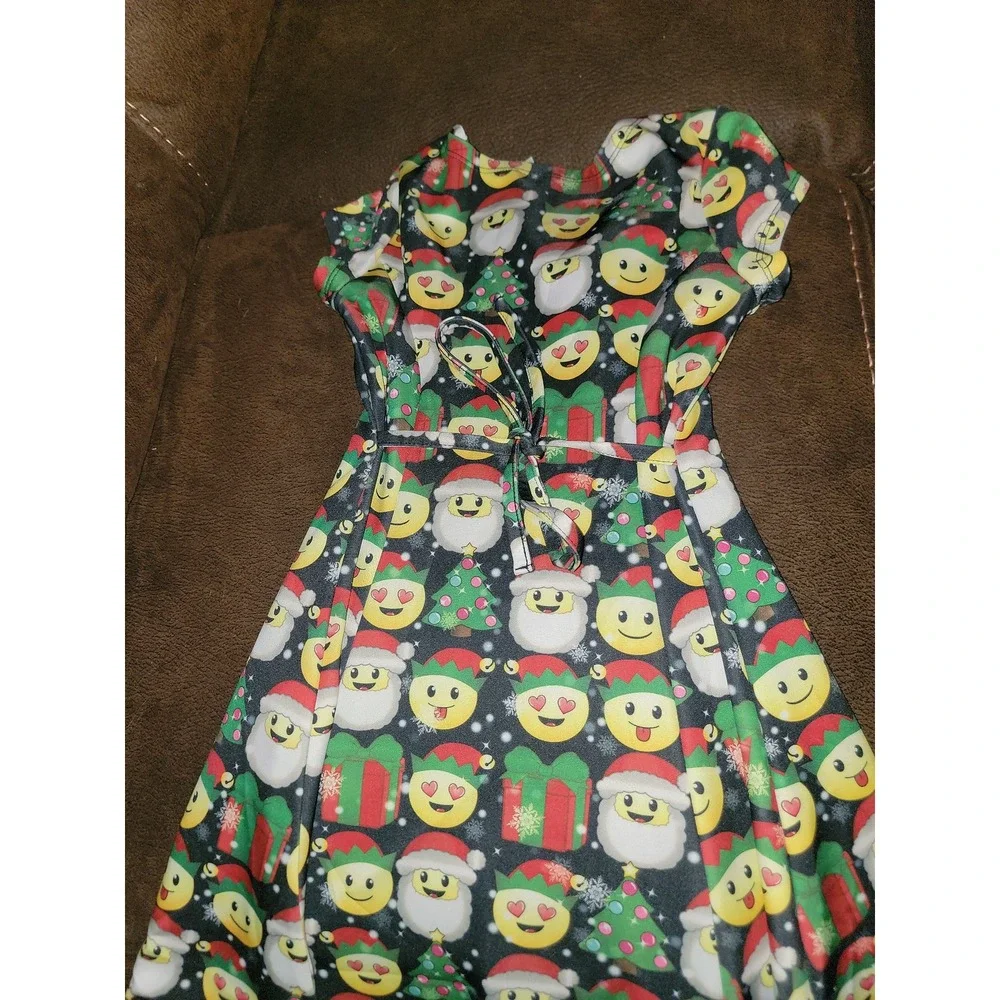 Justice holiday Christmas emoji‎ dress size 8 santa tree presents